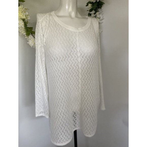 Andrea Jovine Sweaters - New With Tags Andrea Jovine White Lightweight Tunic Sweater Long Sleeves‎ Sz XL